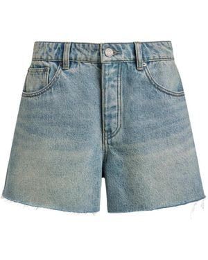 12 STOREEZ Raw-Cut Denim Shorts - Blue