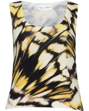 Oscar de la Renta Butterfly-Print Tank Top - Black