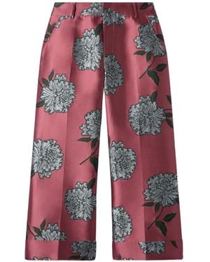 La DoubleJ Hendrix Floral-Jacquard Pants - Red