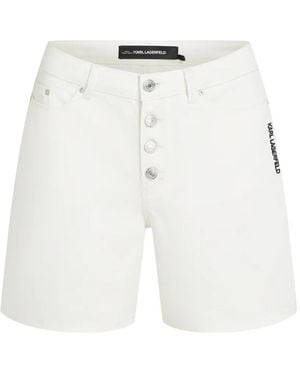 KARL LAGERFELD Ikon Button-Fastening Shorts - White