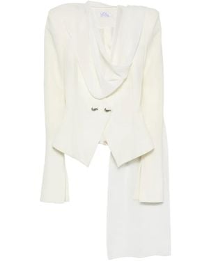 Vestiaire d'un Oiseau Libre Draped Bird-Motif Jacket - White