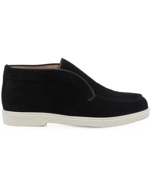 Santoni Suede Slip-On Sneakers - Black