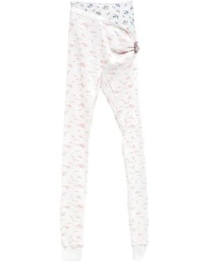 August Barron Pulled Down Floral-Print Leggins - White