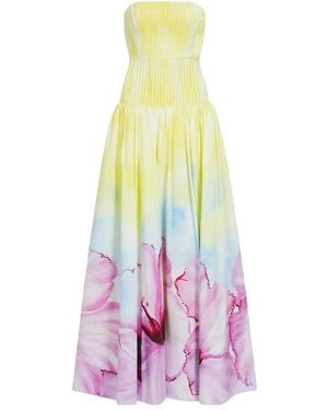 Aje. Floral-Print Strapless Maxi Dress - White