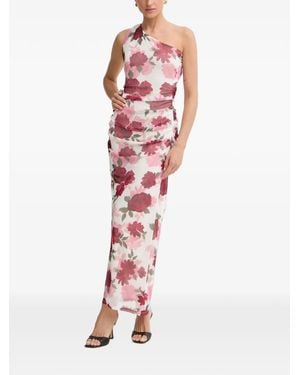 Morgan Rilbo Floral-Print Asymmetric-Neck Maxi Dress - Red