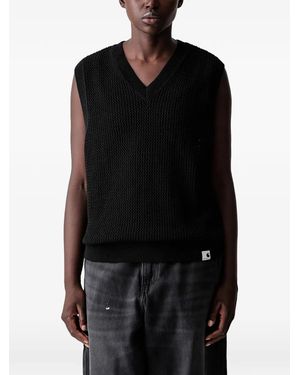 Carhartt Stockton V-Neck Waffle-Knit Vest - Black