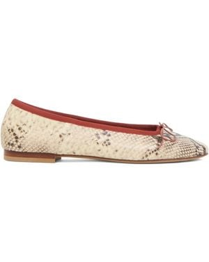 Mansur Gavriel Dance Snake-Print Leather Ballet Flats - Brown