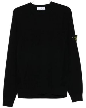 Stone Island Logo-patch Crew-neck Sweater - ブラック
