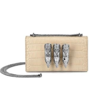 Philipp Plein Crocodile-Print Claw Clutch - Natural