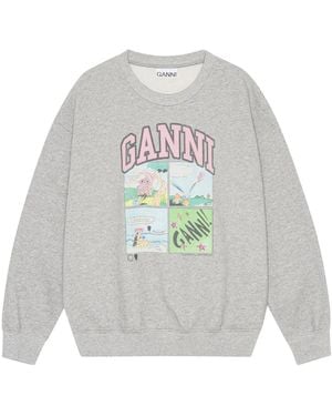 Ganni Printed Sweatshirt - White