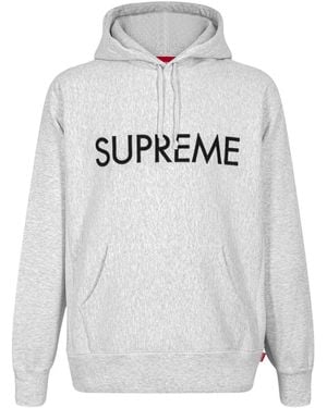 Supreme Capital Logo Hoodie - Grey