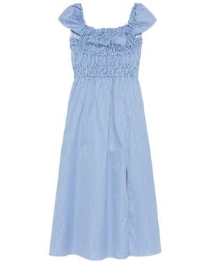 Altuzarra Vestido A Rayas Con Diseño Fruncido - Azul