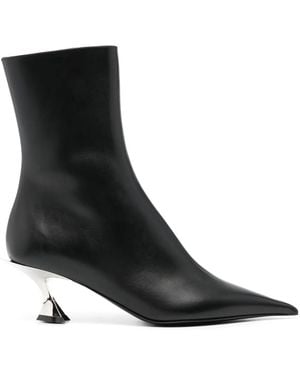 Mugler 60Mm Leather Ankle Boots - Black