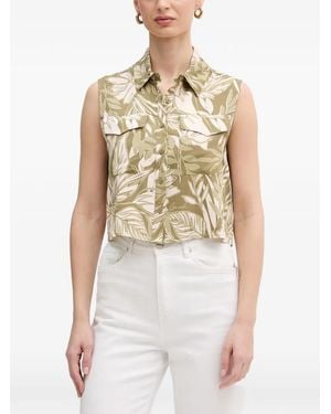 GAUDI Leaf-Print Sleeveless Shirt - White