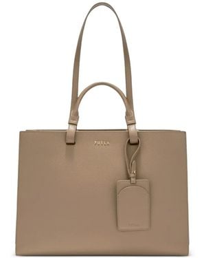 Furla Large Deva Logo-Plaque Tote Bag - Natural