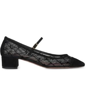 Aquazzura Mayor Mesh Court Shoes - Black