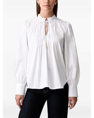 Joop! Ruffled-Collar Pintuck Blouse - White