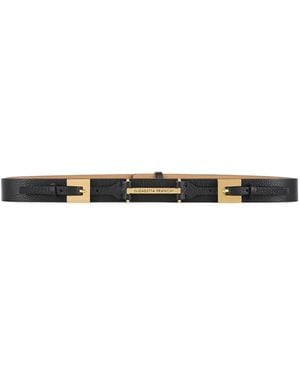 Elisabetta Franchi Leather Belt With Double Buckle - White