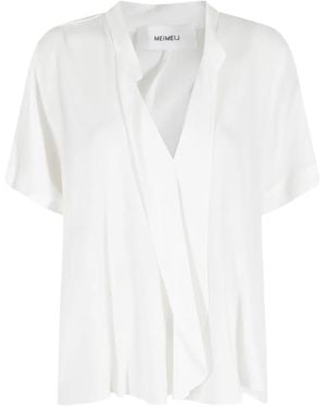 MEIMEIJ Wrap-Design V-Neck Blouse - White