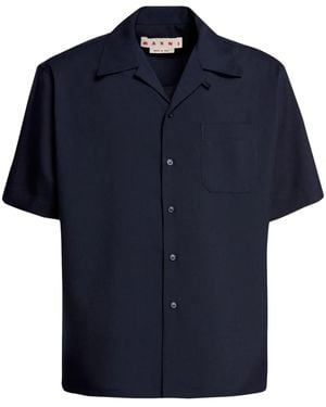 Marni Tropical Wool Bowling Shirt - Blue
