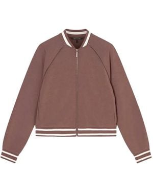 ARMANI EXCHANGE Striped-Trim Zip-Up Sweatshirt - Brown