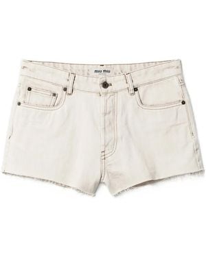 Miu Miu Logo-Embroidered Shorts - White