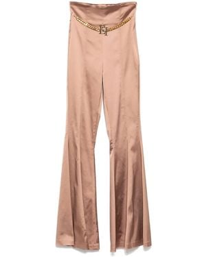 Elisabetta Franchi Satin Flared Trousers - Natural