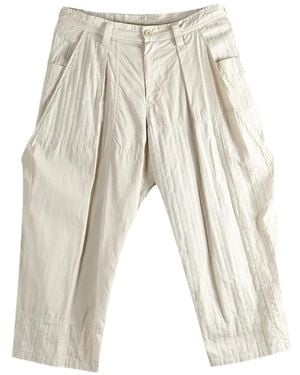 Y's Yohji Yamamoto Pleated Textured Trousers - White