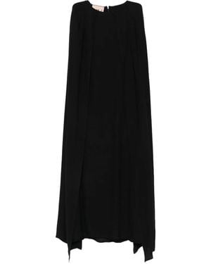 Plan C Ärmelloses Kleid Im Cape-Style - Schwarz