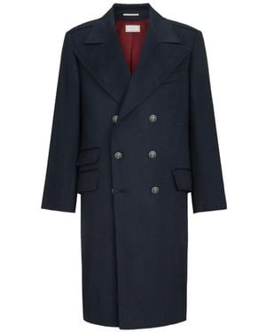 Brunello Cucinelli Manteau Boutonné En Cachemire À Chevrons Et Boutons En Métal - Blue