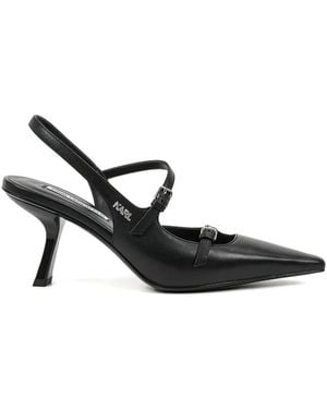 Karl Lagerfeld スリングバック バックル パンプス - ブラック