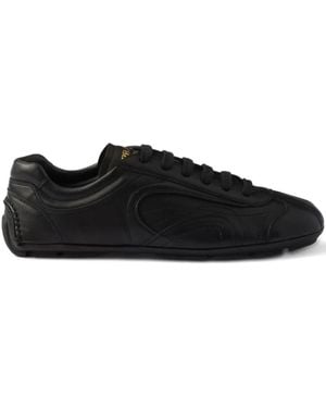 Prada Antiqued Nappa Leather Trainers - Black