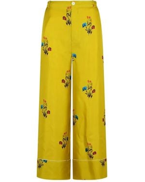 Marni フローラル ストレートパンツ - イエロー