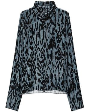 forte_forte Moiré Blouse - Blue