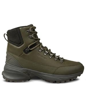Calvin Klein Logo-Debossed Lace-Up Boots - Green