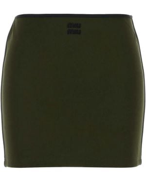 Miu Miu Stretch Viscose Blend Mini Skirt - Green