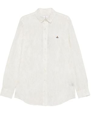 Vivienne Westwood Tonal Pattern Button-Up Shirt - White