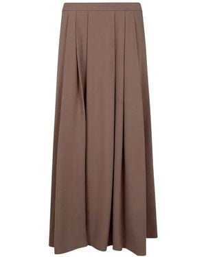 Seventy Wide-Pleated Midi Skirt - Brown