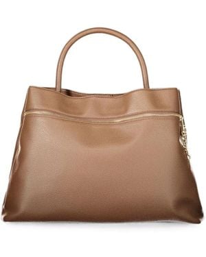 Twinset Pebbled-Texture Zip-Pocket Tote Bag - Brown