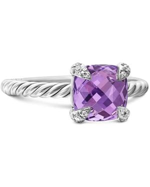 David Yurman Sterling Chatelaine Amethyst And Diamond Ring (8Mm) - Purple