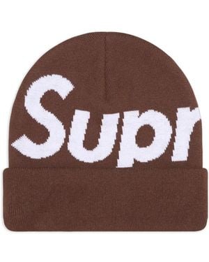 Supreme Logo Beanie Hat - Brown