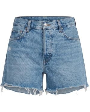 FRAME Raw-Cut Mini Denim Shorts - Blue