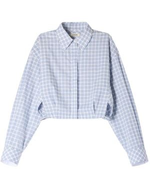Sandro Cropped Checked Shirt - Blue