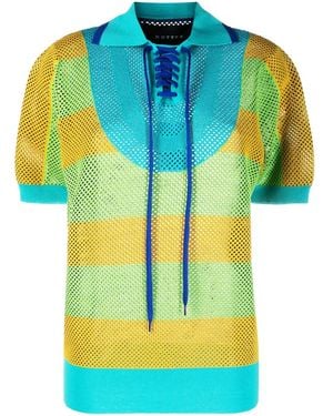 BOTTER Striped Knitted Polo Shirt - Blue