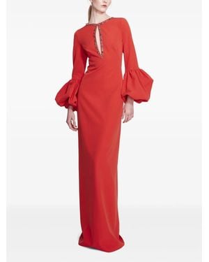 Marchesa パフスリーブ イブニングドレス - レッド