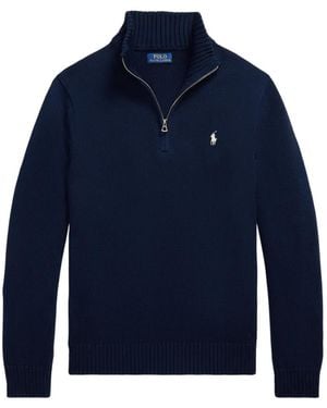 Polo Ralph Lauren Quarter-Zip Pony-Motif Jumper - Blue