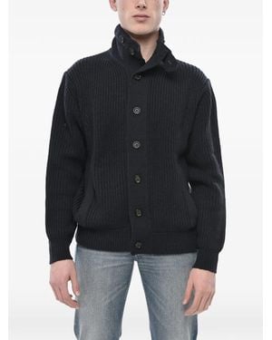 Paolo Pecora High-Neck Ribbed-Knit Cardigan - Black