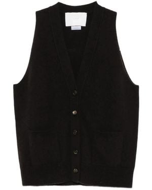 Vanisé Button-Up V-Neck Vest - Black