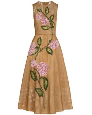 Oscar de la Renta Flower Lattice Maxikleid - Mettallic