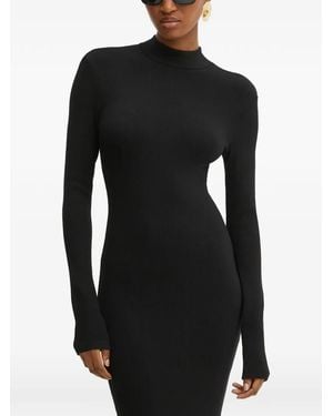 La Mania Langes Fallon Kleid Mit Stehkragen - Schwarz